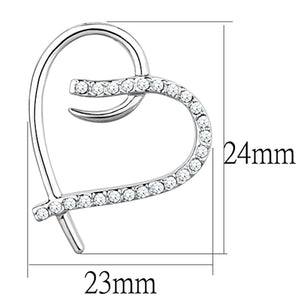 3W708 - Rhodium Brass Earrings with AAA Grade CZ  in Clear