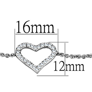 3W713 - Rhodium Brass Bracelet with AAA Grade CZ  in Clear