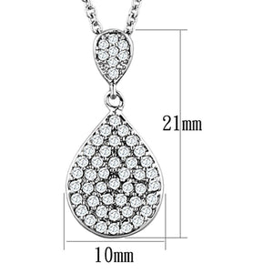 3W720 - Rhodium Brass Necklace with AAA Grade CZ  in Clear