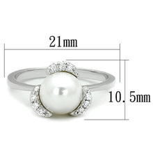 Load image into Gallery viewer, 3W721 - Rhodium Brass Ring with Synthetic Pearl in White
