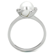 Load image into Gallery viewer, 3W721 - Rhodium Brass Ring with Synthetic Pearl in White