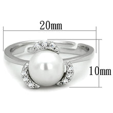 Load image into Gallery viewer, 3W722 - Rhodium Brass Ring with Synthetic Pearl in White
