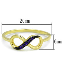 Load image into Gallery viewer, 3W727 - Gold+Ruthenium Brass Ring with AAA Grade CZ  in Tanzanite