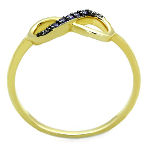 3W727 - Gold+Ruthenium Brass Ring with AAA Grade CZ  in Tanzanite