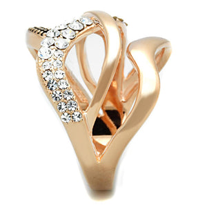 3W737 - Rose Gold Brass Ring with Top Grade Crystal  in Clear