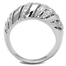 Load image into Gallery viewer, 3W743 - Rhodium Brass Ring with AAA Grade CZ  in Clear