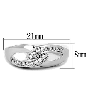 3W763 - Rhodium Brass Ring with AAA Grade CZ  in Clear