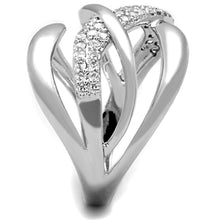 Load image into Gallery viewer, 3W766 - Rhodium Brass Ring with AAA Grade CZ  in Clear