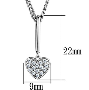 3W773 - Rhodium Brass Chain Pendant with AAA Grade CZ  in Clear