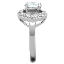 Load image into Gallery viewer, 3W774 - Rhodium Brass Ring with AAA Grade CZ  in Clear