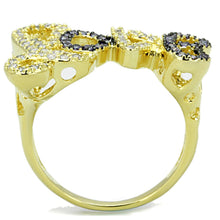 Load image into Gallery viewer, 3W777 - Gold+Ruthenium Brass Ring with AAA Grade CZ  in Amethyst