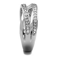 Load image into Gallery viewer, 3W782 - Rhodium Brass Ring with AAA Grade CZ  in Clear