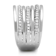 Load image into Gallery viewer, 3W791 - Rhodium Brass Ring with AAA Grade CZ  in Clear