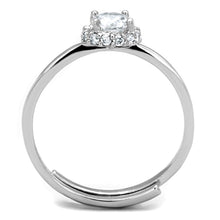 Load image into Gallery viewer, 3W795 - Rhodium Brass Ring with AAA Grade CZ  in Clear