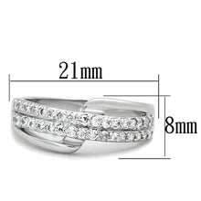 Load image into Gallery viewer, 3W798 - Rhodium Brass Ring with AAA Grade CZ  in Clear