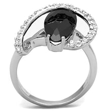 Load image into Gallery viewer, 3W800 - Rhodium Brass Ring with AAA Grade CZ  in Jet