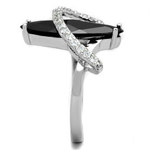 Load image into Gallery viewer, 3W800 - Rhodium Brass Ring with AAA Grade CZ  in Jet