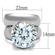 Load image into Gallery viewer, 3W802 - Rhodium Brass Ring with AAA Grade CZ  in Clear