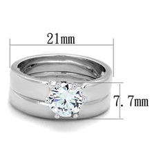 Load image into Gallery viewer, 3W805 - Rhodium Brass Ring with AAA Grade CZ  in Clear