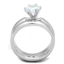 Load image into Gallery viewer, 3W805 - Rhodium Brass Ring with AAA Grade CZ  in Clear
