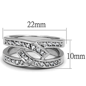 3W806 - Rhodium Brass Ring with AAA Grade CZ  in Clear