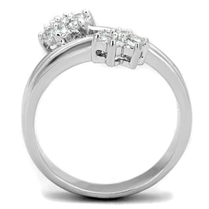 3W810 - Rhodium Brass Ring with AAA Grade CZ  in Clear
