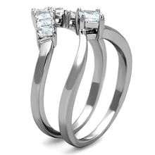 Load image into Gallery viewer, 3W815 - Rhodium Brass Ring with AAA Grade CZ  in Clear