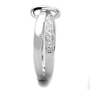 3W819 - Rhodium Brass Ring with AAA Grade CZ  in Clear