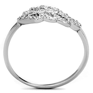 3W824 - Rhodium Brass Ring with AAA Grade CZ  in Clear