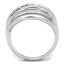 Load image into Gallery viewer, 3W828 - Rhodium Brass Ring with AAA Grade CZ  in Clear