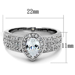 3W831 - Rhodium Brass Ring with AAA Grade CZ  in Clear