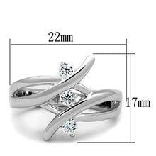 Load image into Gallery viewer, 3W833 - Rhodium Brass Ring with AAA Grade CZ  in Clear