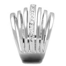 Load image into Gallery viewer, 3W837 - Rhodium Brass Ring with AAA Grade CZ  in Clear