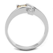 Load image into Gallery viewer, 3W852 - Rhodium Brass Ring with AAA Grade CZ  in Champagne