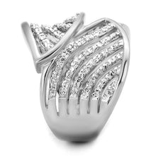 Load image into Gallery viewer, 3W854 - Rhodium Brass Ring with AAA Grade CZ  in Clear