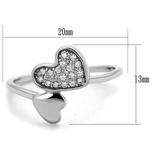 3W867 - Rhodium Brass Ring with AAA Grade CZ  in Clear