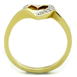 3W870 - Gold+Rhodium Brass Ring with AAA Grade CZ  in Clear