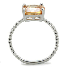 Load image into Gallery viewer, 3W872 - Rhodium Brass Ring with AAA Grade CZ  in Champagne