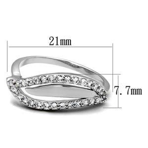 3W881 - Rhodium Brass Ring with AAA Grade CZ  in Clear