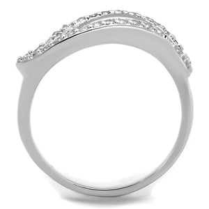 3W881 - Rhodium Brass Ring with AAA Grade CZ  in Clear
