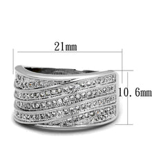 Load image into Gallery viewer, 3W882 - Rhodium Brass Ring with AAA Grade CZ  in Clear