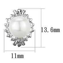 Load image into Gallery viewer, 3W886 - Rhodium Brass Earrings with Synthetic Pearl in White