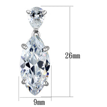 Load image into Gallery viewer, 3W889 - Rhodium Brass Earrings with AAA Grade CZ  in Clear