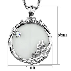 3W907 - Rhodium Brass Magnifier pendant with Top Grade Crystal  in Clear