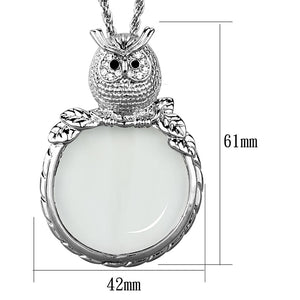 3W917 - Rhodium Brass Magnifier pendant with Top Grade Crystal  in Clear