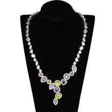 Load image into Gallery viewer, 3W930 - Rhodium Brass Jewelry Sets with AAA Grade CZ  in Multi Color