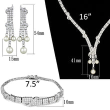 Load image into Gallery viewer, 3W939 - Rhodium Brass Jewelry Sets with AAA Grade CZ  in Clear