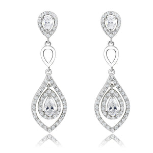 3W943 - Rhodium Brass Jewelry Sets with AAA Grade CZ  in Clear