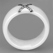 Load image into Gallery viewer, 3W948 - High polished (no plating) Stainless Steel Ring with Ceramic  in White
