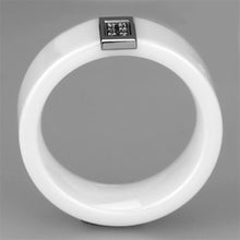Load image into Gallery viewer, 3W952 - High polished (no plating) Stainless Steel Ring with Ceramic  in White